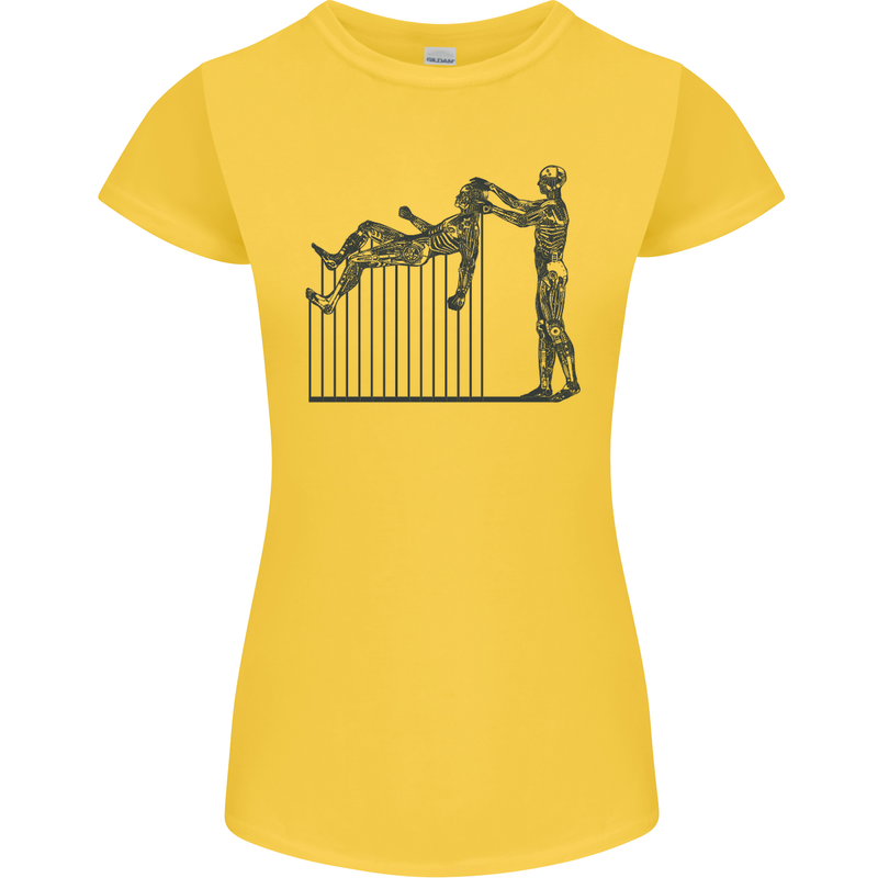 Robot Maintenance AI Futuristic SC-FI Womens Petite Cut T-Shirt Yellow