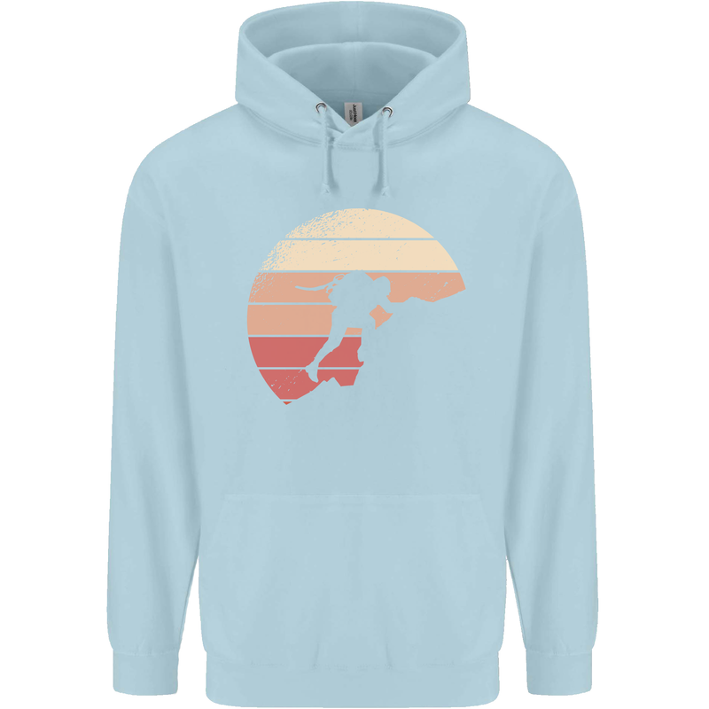 Rock Climber Climbing Mountaineering Childrens Kids Hoodie Light Blue