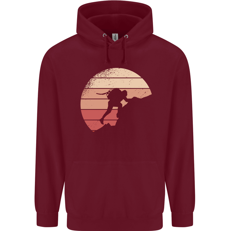 Rock Climber Climbing Mountaineering Childrens Kids Hoodie Maroon
