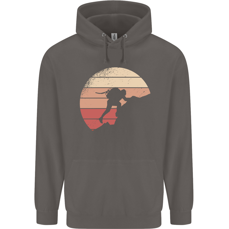 Rock Climber Climbing Mountaineering Mens 80% Cotton Hoodie Charcoal