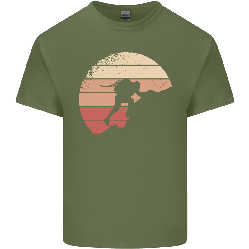 Rock Climber Climbing Mountaineering Mens Cotton T-Shirt Tee Top Military Green