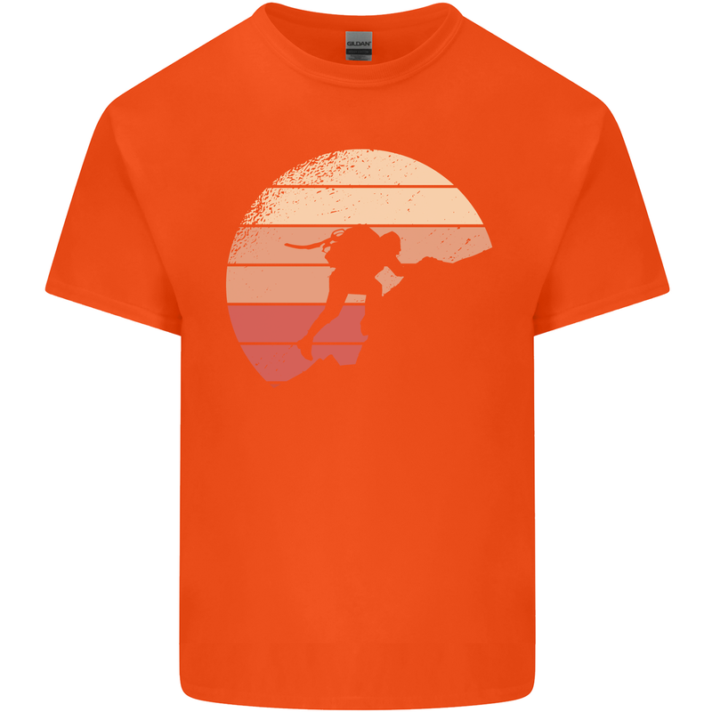 Rock Climber Climbing Mountaineering Mens Cotton T-Shirt Tee Top Orange