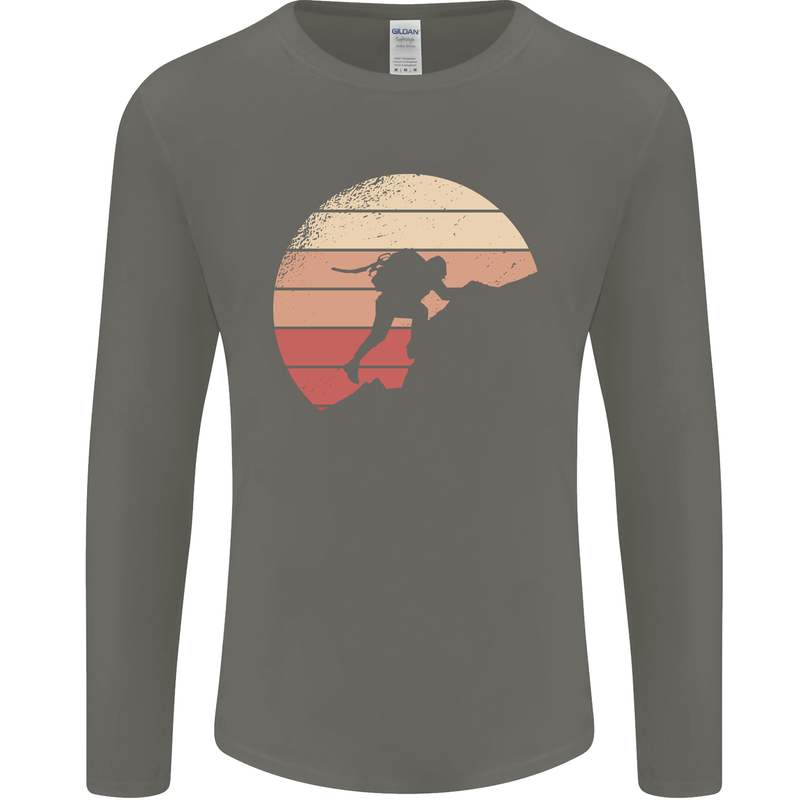 Rock Climber Climbing Mountaineering Mens Long Sleeve T-Shirt Charcoal