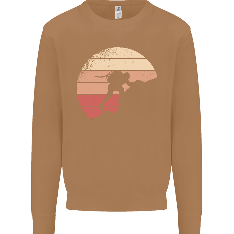 Rock Climber Climbing Mountaineering Mens Sweatshirt Jumper Caramel Latte