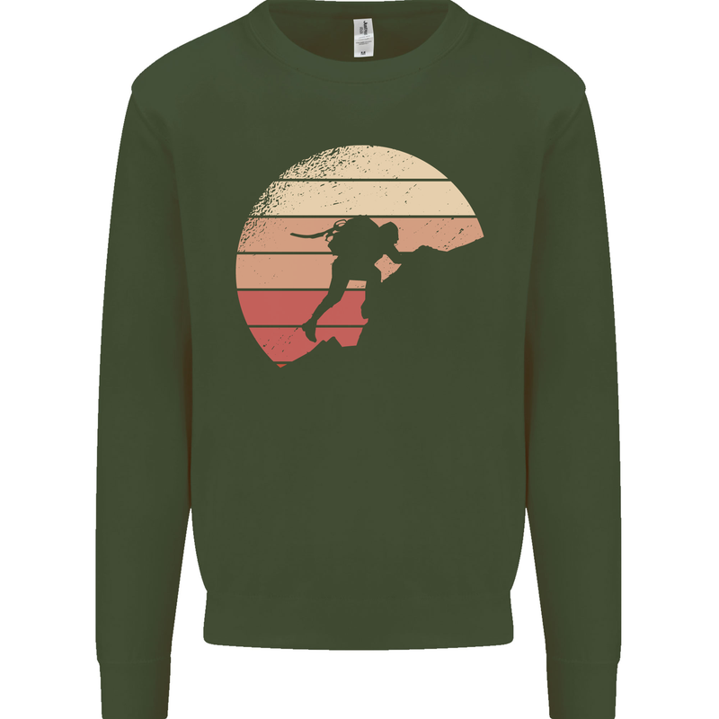 Rock Climber Climbing Mountaineering Mens Sweatshirt Jumper Forest Green