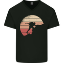 Rock Climber Climbing Mountaineering Mens V-Neck Cotton T-Shirt Black
