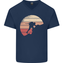 Rock Climber Climbing Mountaineering Mens V-Neck Cotton T-Shirt Navy Blue