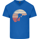 Rock Climber Climbing Mountaineering Mens V-Neck Cotton T-Shirt Royal Blue