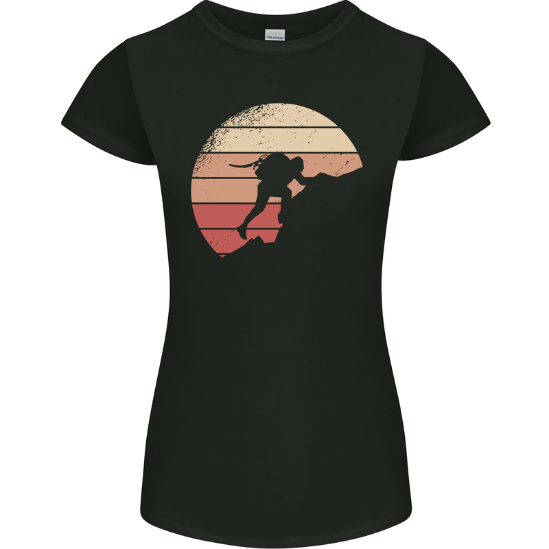 Rock Climber Climbing Mountaineering Womens Petite Cut T-Shirt Black