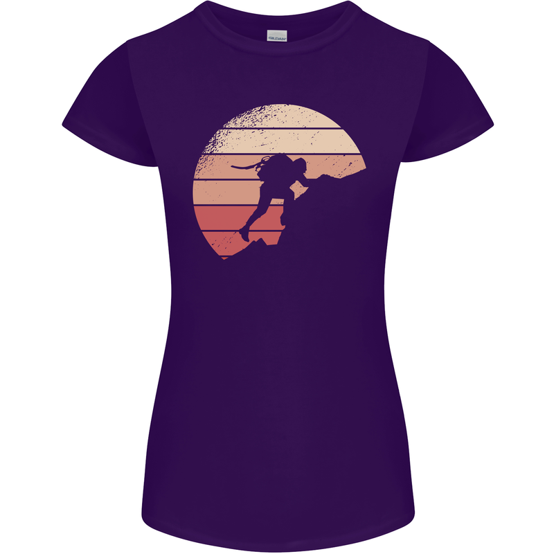 Rock Climber Climbing Mountaineering Womens Petite Cut T-Shirt Purple