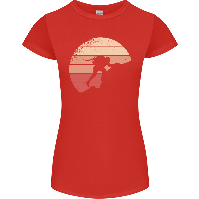 Rock Climber Climbing Mountaineering Womens Petite Cut T-Shirt Red