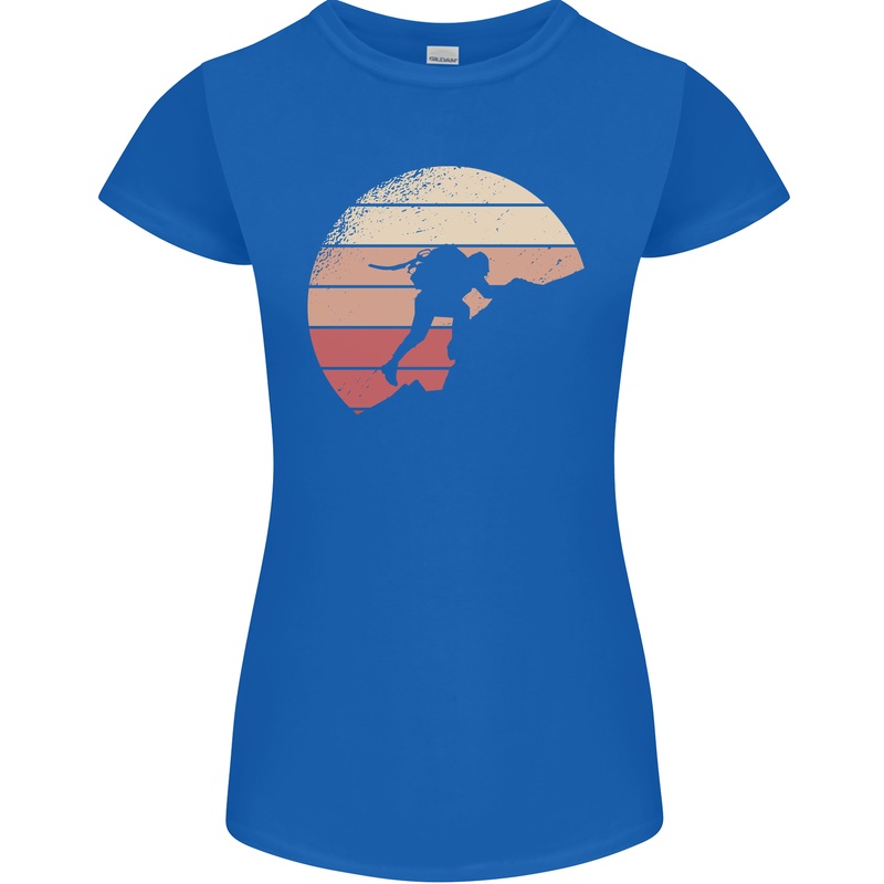 Rock Climber Climbing Mountaineering Womens Petite Cut T-Shirt Royal Blue