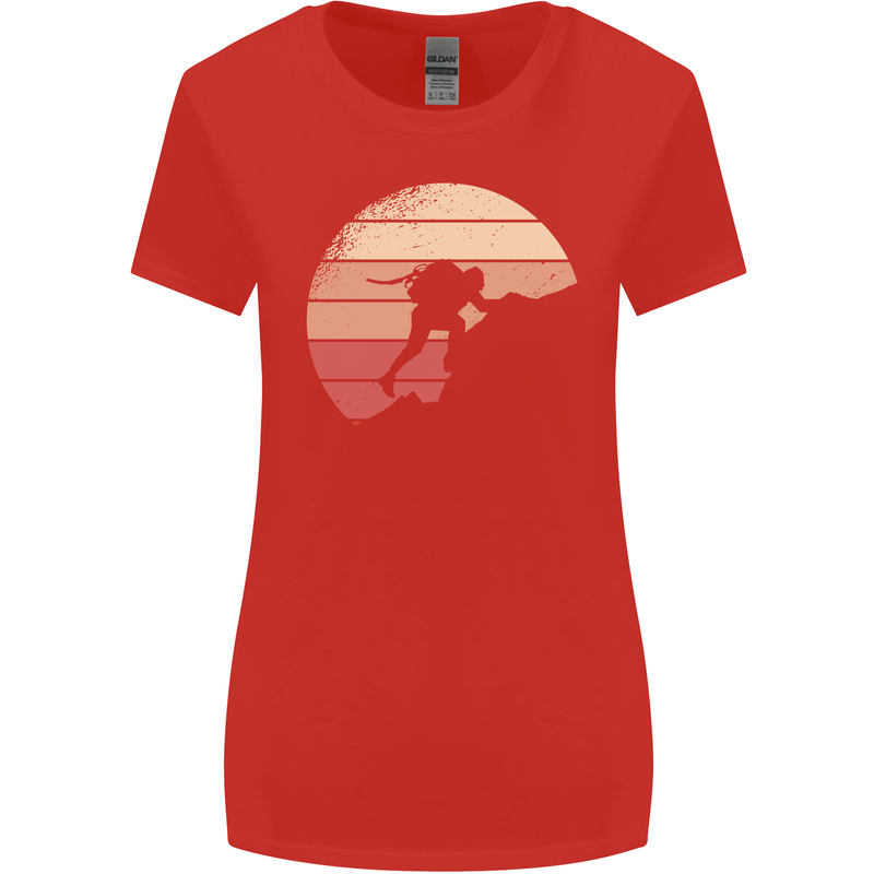 Rock Climber Climbing Mountaineering Womens Wider Cut T-Shirt Red