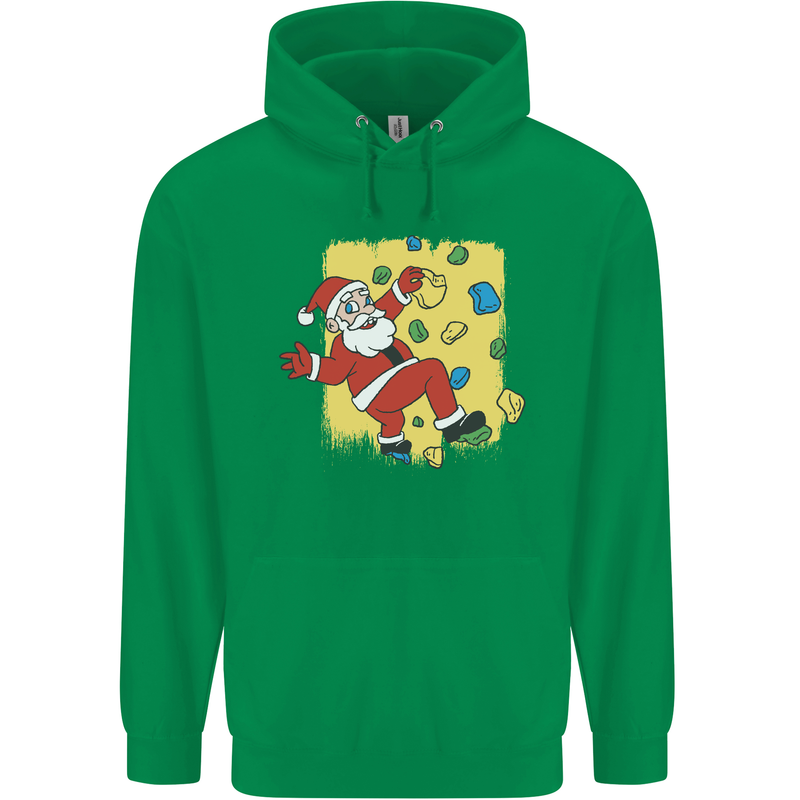 Rock Climbing Santa Funny Christmas Climber Childrens Kids Hoodie Irish Green