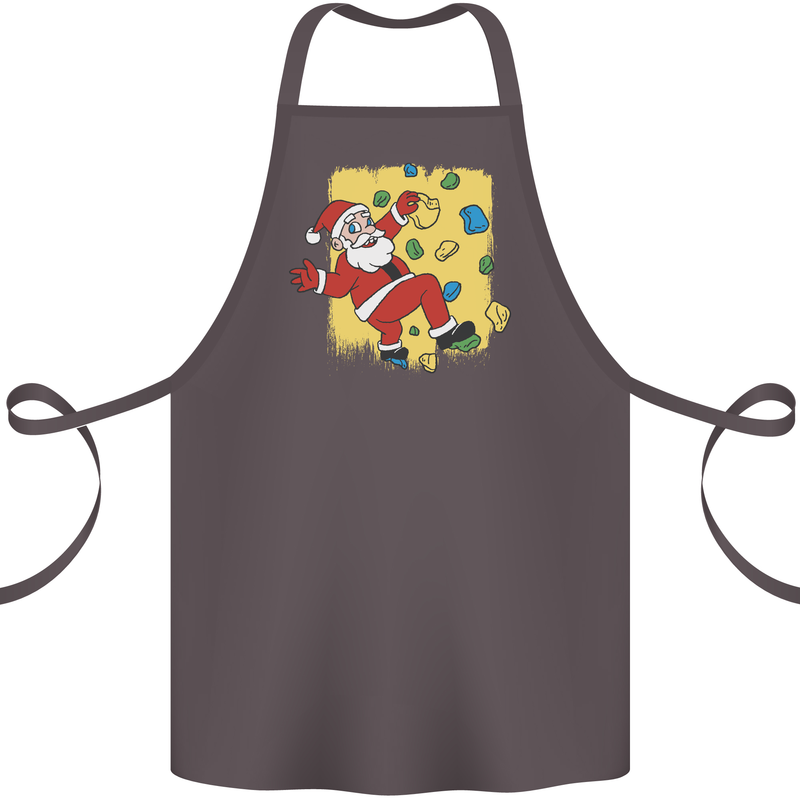 Rock Climbing Santa Funny Christmas Climber Cotton Apron 100% Organic Dark Grey