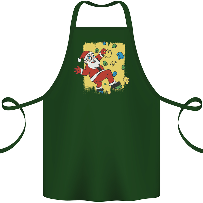 Rock Climbing Santa Funny Christmas Climber Cotton Apron 100% Organic Forest Green