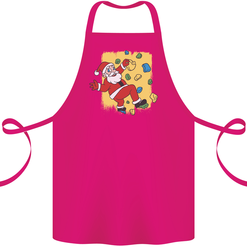 Rock Climbing Santa Funny Christmas Climber Cotton Apron 100% Organic Pink