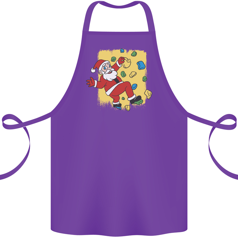 Rock Climbing Santa Funny Christmas Climber Cotton Apron 100% Organic Purple