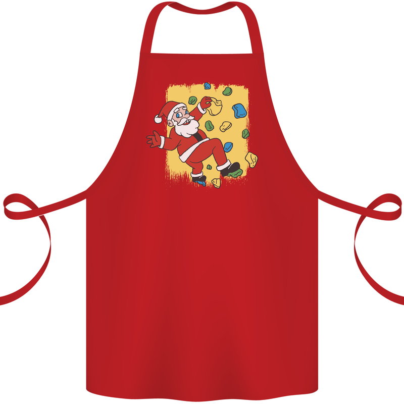 Rock Climbing Santa Funny Christmas Climber Cotton Apron 100% Organic Red