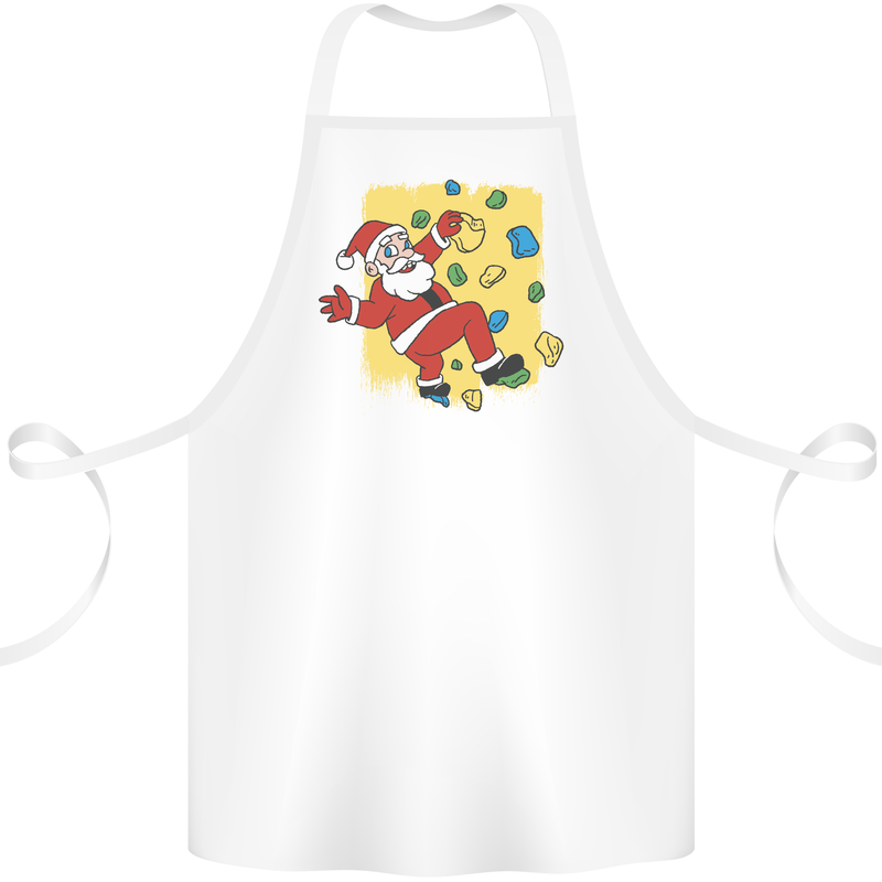 Rock Climbing Santa Funny Christmas Climber Cotton Apron 100% Organic White