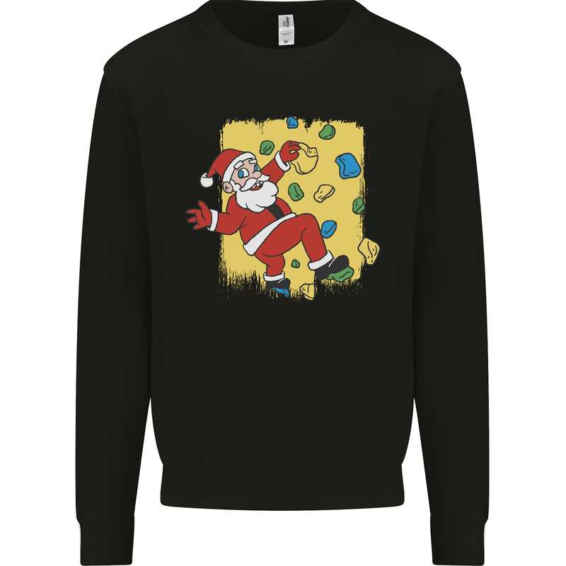 Rock Climbing Santa Funny Christmas Climber Kids Sweatshirt Jumper Black