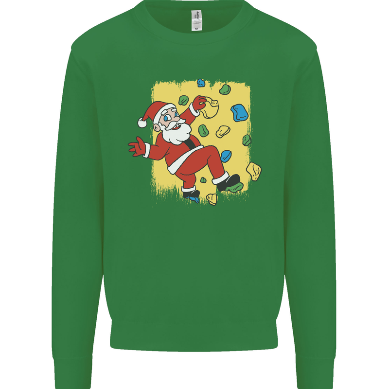 Rock Climbing Santa Funny Christmas Climber Kids Sweatshirt Jumper Irish Green