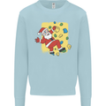 Rock Climbing Santa Funny Christmas Climber Kids Sweatshirt Jumper Light Blue