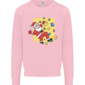 Rock Climbing Santa Funny Christmas Climber Kids Sweatshirt Jumper Light Pink