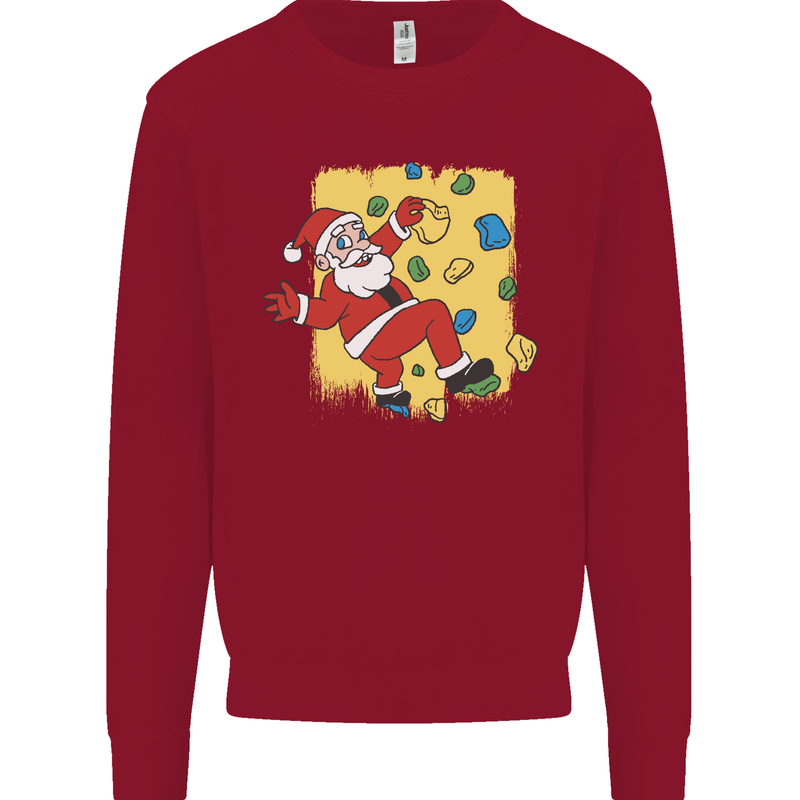 Rock Climbing Santa Funny Christmas Climber Kids Sweatshirt Jumper Red