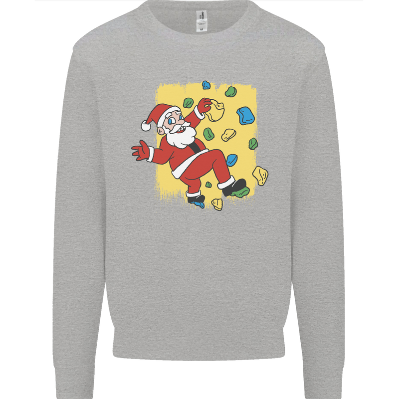 Rock Climbing Santa Funny Christmas Climber Kids Sweatshirt Jumper Sports Grey