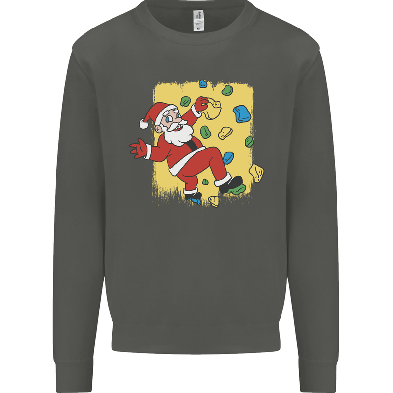 Rock Climbing Santa Funny Christmas Climber Kids Sweatshirt Jumper Storm Grey