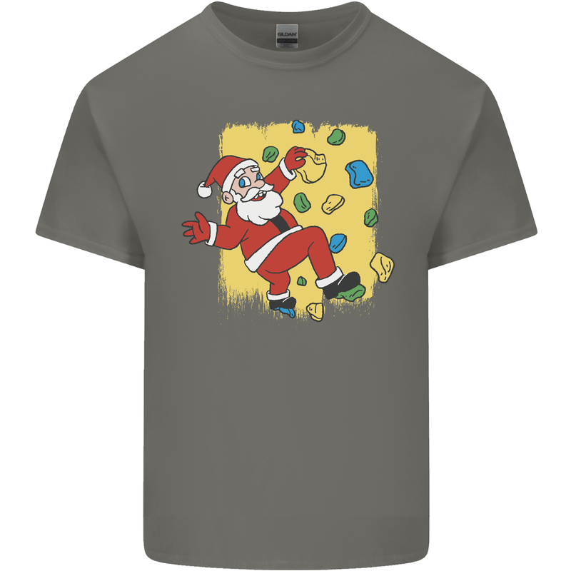 Rock Climbing Santa Funny Christmas Climber Kids T-Shirt Childrens Charcoal