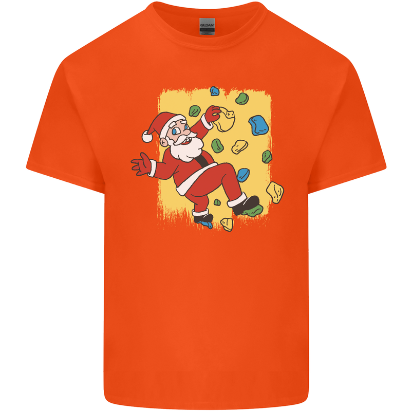 Rock Climbing Santa Funny Christmas Climber Kids T-Shirt Childrens Orange