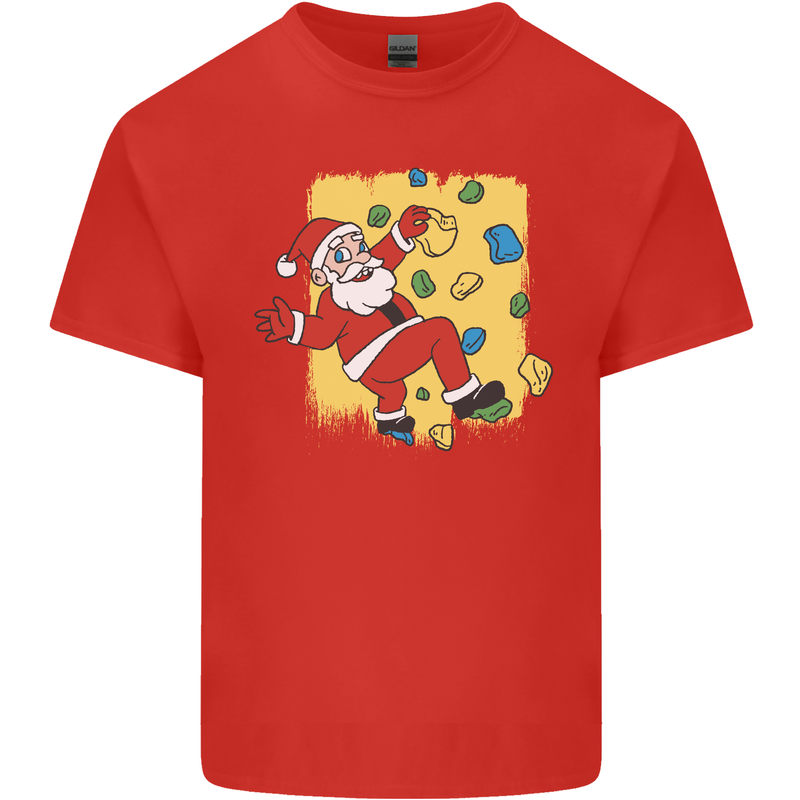 Rock Climbing Santa Funny Christmas Climber Kids T-Shirt Childrens Red