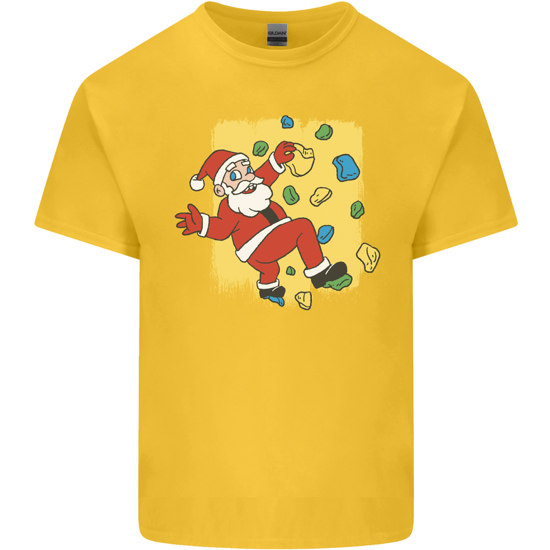 Rock Climbing Santa Funny Christmas Climber Kids T-Shirt Childrens Yellow