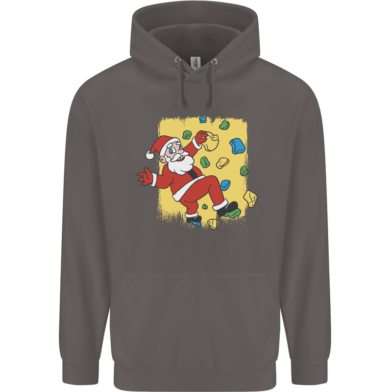 Rock Climbing Santa Funny Christmas Climber Mens 80% Cotton Hoodie Charcoal
