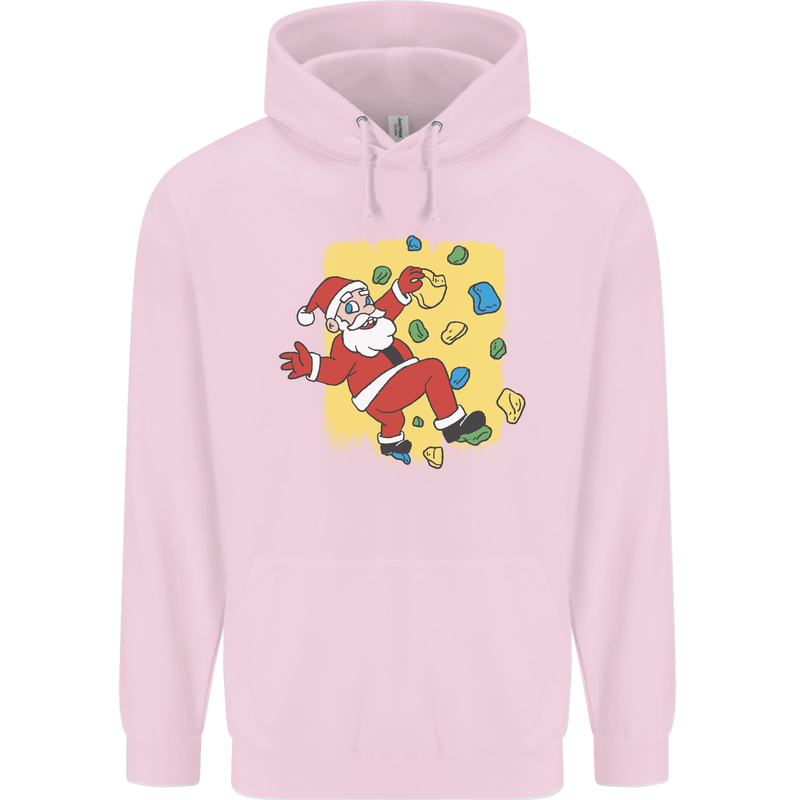 Rock Climbing Santa Funny Christmas Climber Mens 80% Cotton Hoodie Light Pink
