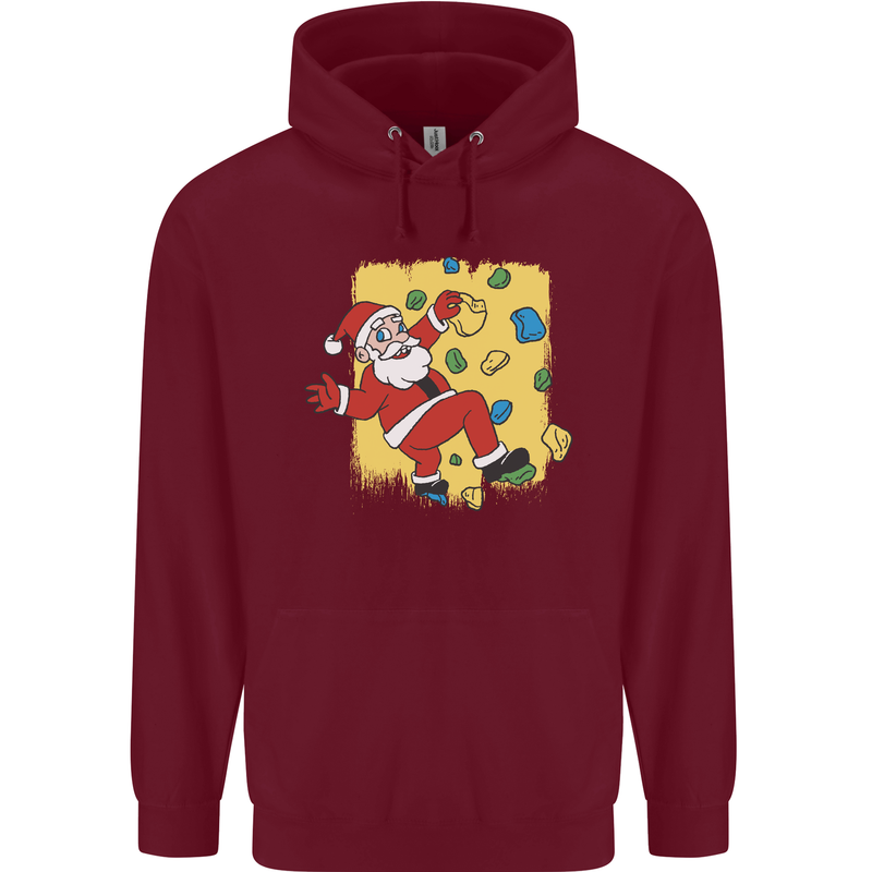 Rock Climbing Santa Funny Christmas Climber Mens 80% Cotton Hoodie Maroon
