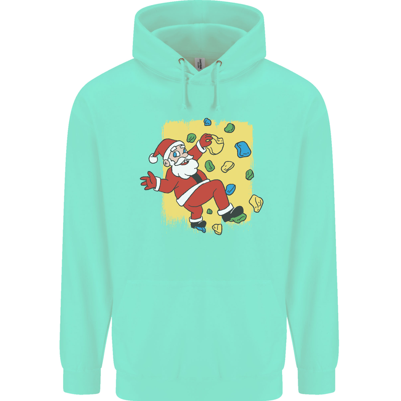 Rock Climbing Santa Funny Christmas Climber Mens 80% Cotton Hoodie Peppermint
