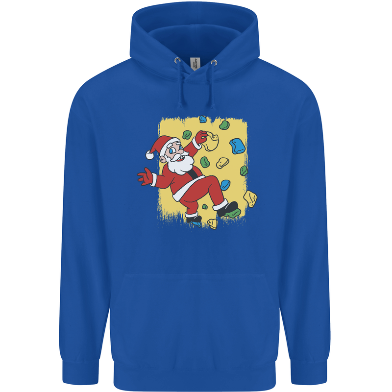Rock Climbing Santa Funny Christmas Climber Mens 80% Cotton Hoodie Royal Blue