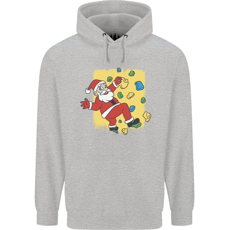 Rock Climbing Santa Funny Christmas Climber Mens 80% Cotton Hoodie Sports Grey