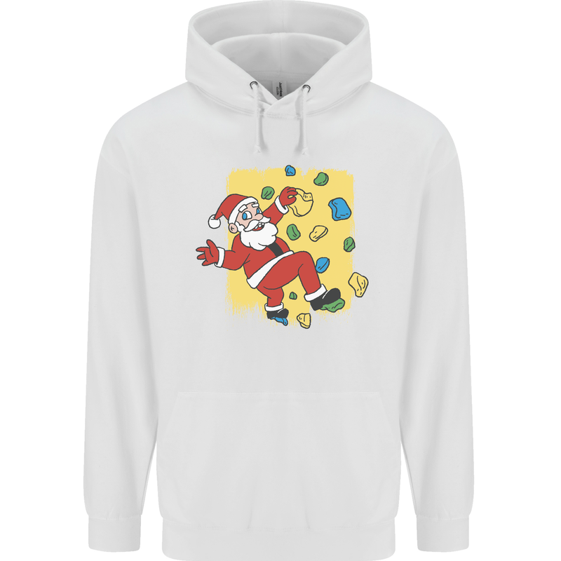 Rock Climbing Santa Funny Christmas Climber Mens 80% Cotton Hoodie White