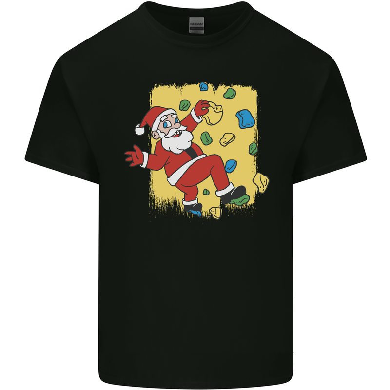 Rock Climbing Santa Funny Christmas Climber Mens Cotton T-Shirt Tee Top Black