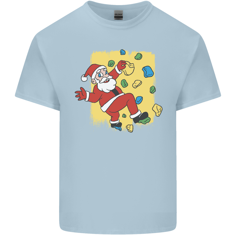 Rock Climbing Santa Funny Christmas Climber Mens Cotton T-Shirt Tee Top Light Blue