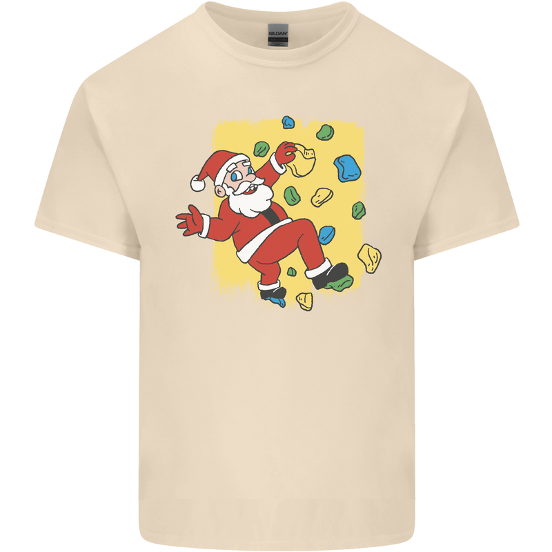 Rock Climbing Santa Funny Christmas Climber Mens Cotton T-Shirt Tee Top Natural