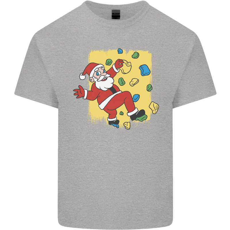 Rock Climbing Santa Funny Christmas Climber Mens Cotton T-Shirt Tee Top Sports Grey