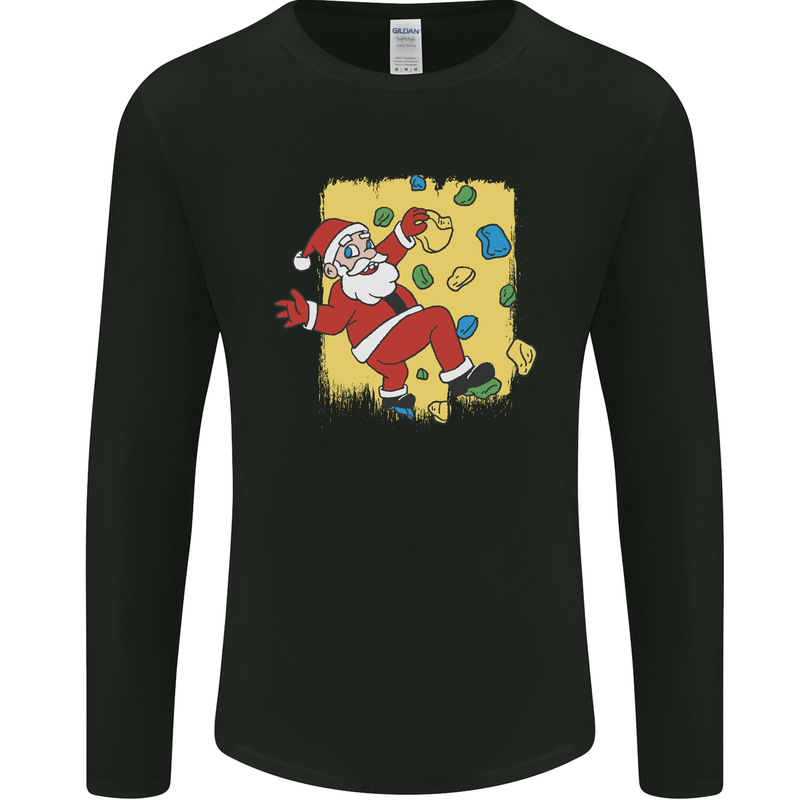 Rock Climbing Santa Funny Christmas Climber Mens Long Sleeve T-Shirt Black