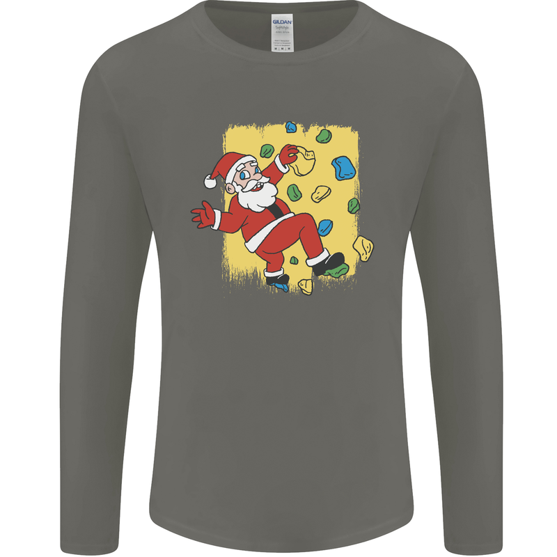 Rock Climbing Santa Funny Christmas Climber Mens Long Sleeve T-Shirt Charcoal