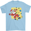 Rock Climbing Santa Funny Christmas Climber Mens T-Shirt 100% Cotton Light Blue