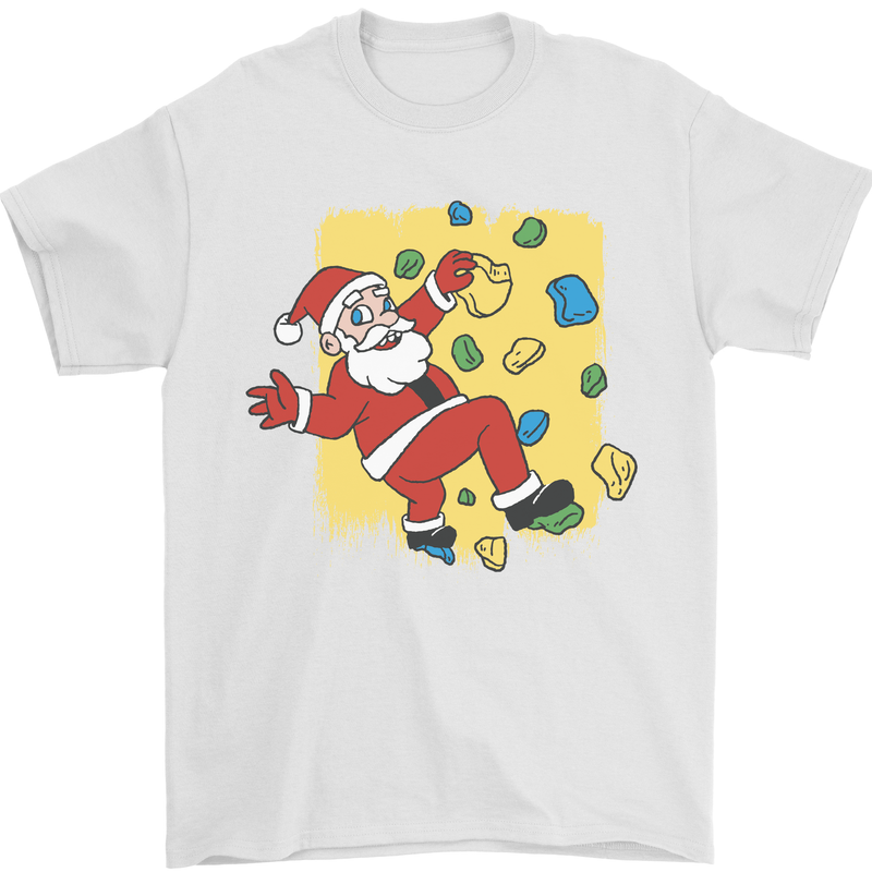 Rock Climbing Santa Funny Christmas Climber Mens T-Shirt 100% Cotton White